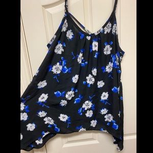 Torrid size 3 black floral chiffon tank w/flowers.